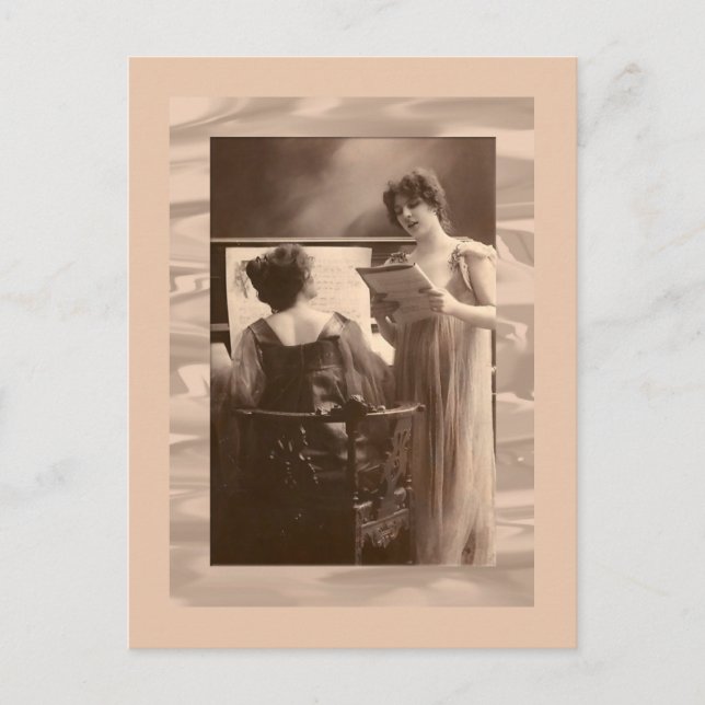 Postal Ladies at piano and singing  Victorian (Anverso)