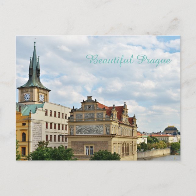 Postal Lado del río de Praga República Checa (Anverso)