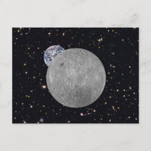 Postal Lado lejano del cielo estrellado de la Luna Tierra