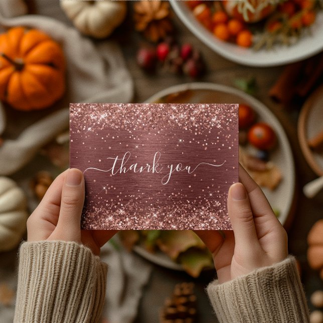 Postal Ladrillo Brillante Rojo Holográfico Cumpleaños 40  (Glittery Brick Red Foil 40th Birthday Thank You Postcard)