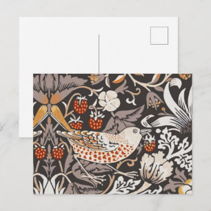 Postal Ladrón de Fresas Carbón Ocre de William Morris