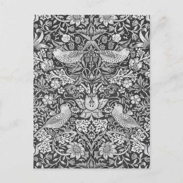 Postal Ladrón de Fresas Gris, William Morris (Anverso)