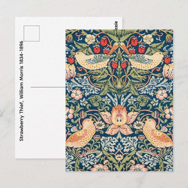 Postal Ladrón de Fresas, William Morris 1834-1896 (Anverso / Reverso)