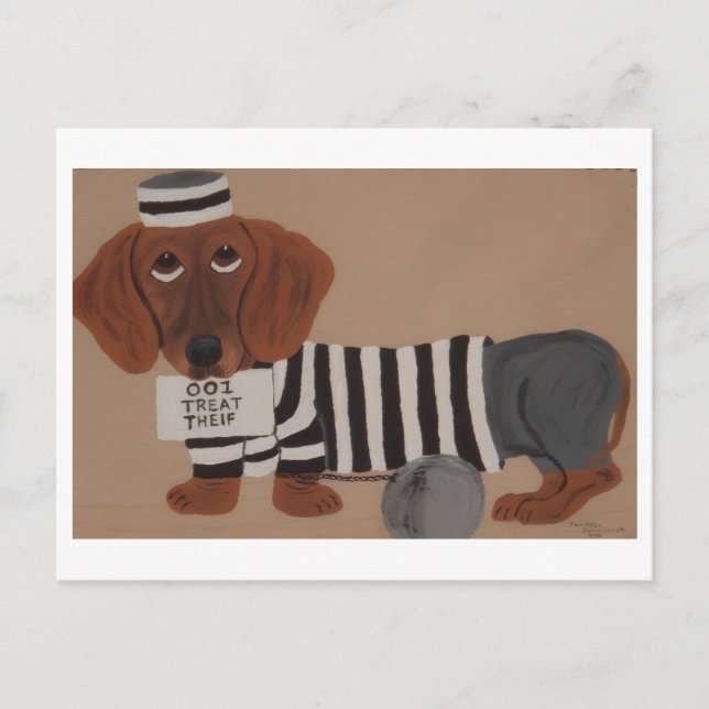 Postal Ladrón de Golosinas Dachshund Presidiario (Anverso)