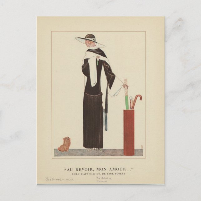 Postal Lady Art Deco de los años 20 ~ Au Revoir Mon Amour (Anverso)