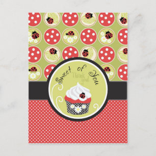 Postal Lady Bug y Cupcake Gracias