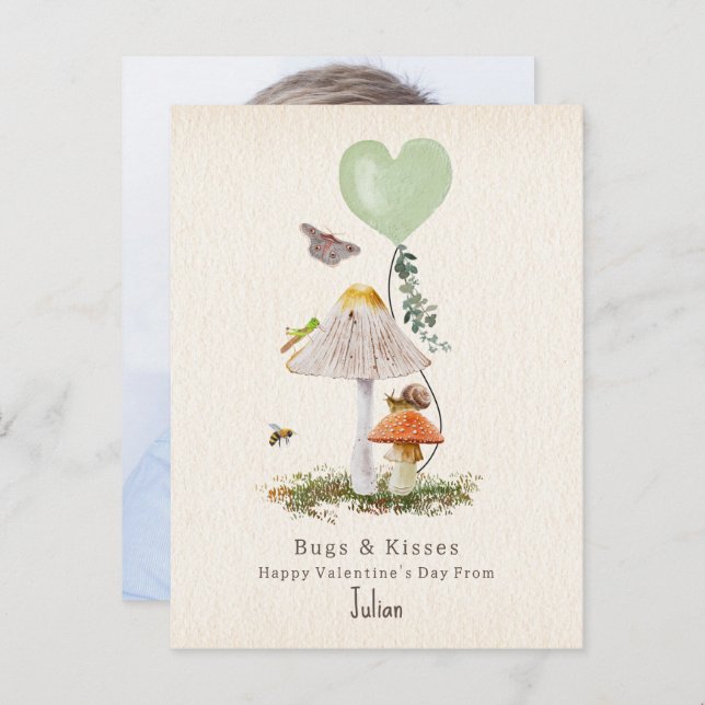 Postal Lady Bugs & Kisses Snail Classroom Valentine Photo (Anverso / Reverso)