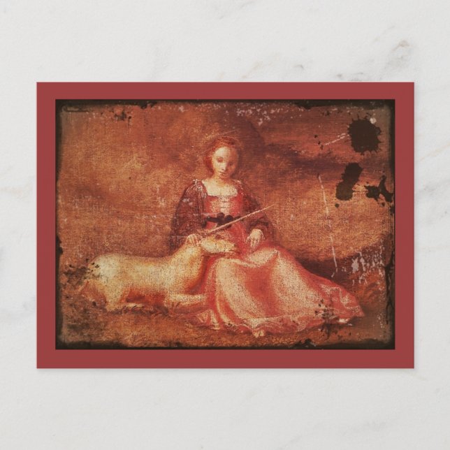 Postal Lady Chastity Holding Unicorn (Anverso)