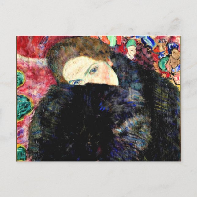 Postal Lady con Muff de Gustav Klimt (Anverso)