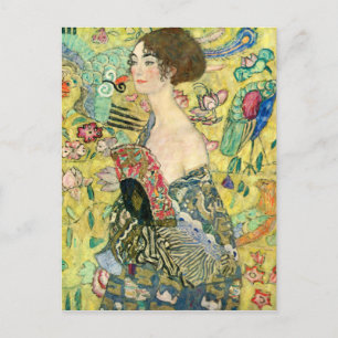 Postal Lady con ventilador - Gustav Klimt