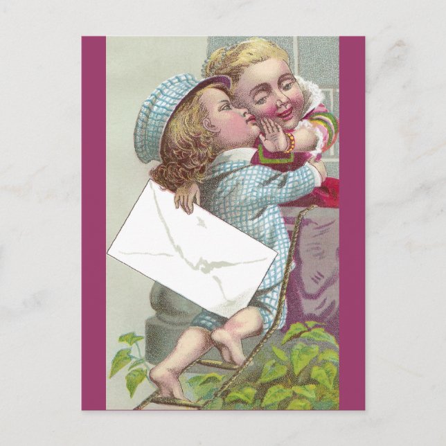 Postal Lady Coyly se aleja del beso (Anverso)