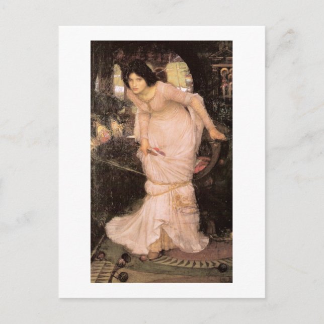 Postal Lady de Shalott mirando a Lancelot (Anverso)