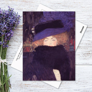 Postal Lady Gorra Feather Boa Gustav Klimt