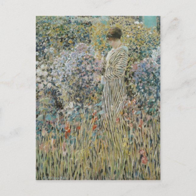 Postal Lady in a Garden - Frederick Carl Frieseke (Anverso)