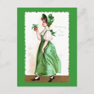 Postal Lady in Green con Shamrock Vintage St Patrick's