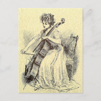 Postal Lady Jugando a Cello