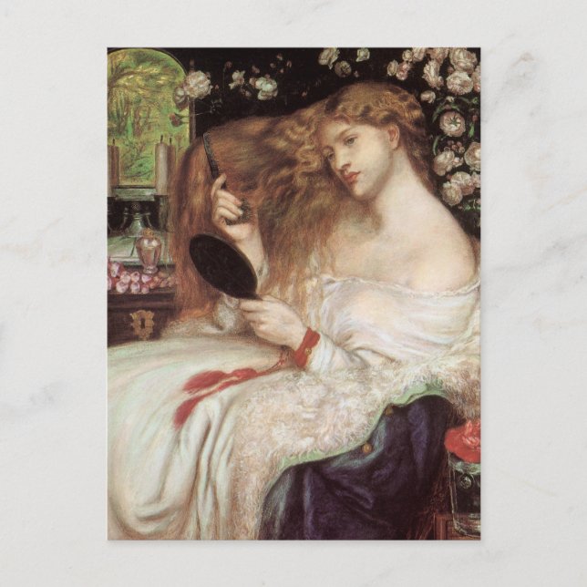 Postal Lady Lilith de Rossetti, portata victoriana de épo (Anverso)