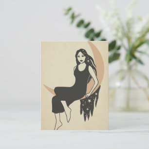 Postal Lady Moon Postcard - Elegante Diosa de la Luna