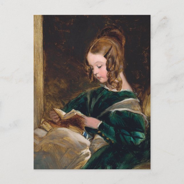 Postal Lady Rachel Russell leyendo un libro (Anverso)