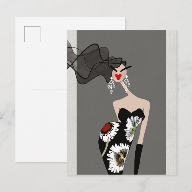 Postal Lady Roma Valentina Arte de Moda Sofisticada (Anverso / Reverso)