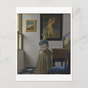 Postal Lady Standing en un Virginal por Johannes Vermeer
