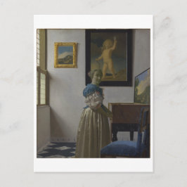 Postal Lady Standing en un Virginal por Johannes Vermeer