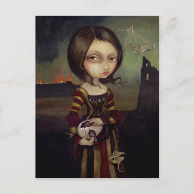 Postal "Lady with a Bosch Egg" (Anverso)