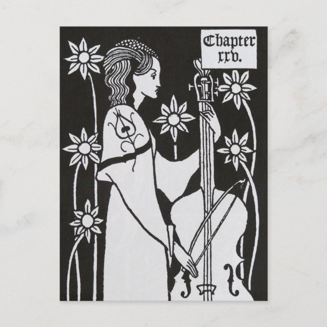 Postal Lady with Cello por Aubrey Beardsley Postcard (Anverso)