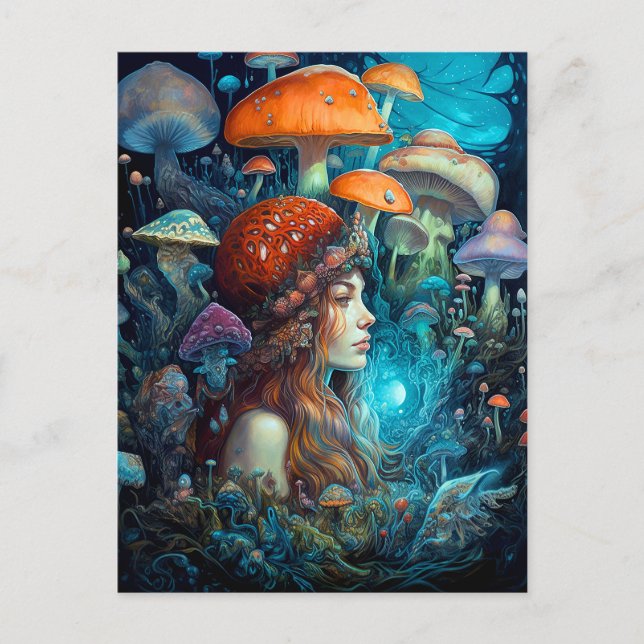 Postal Lady Y Mushrooms Surreal Fantasy Art (Anverso)
