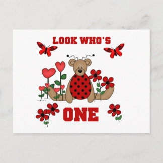 Postal Ladybug Bear camisetas y regalos de primer cumplea