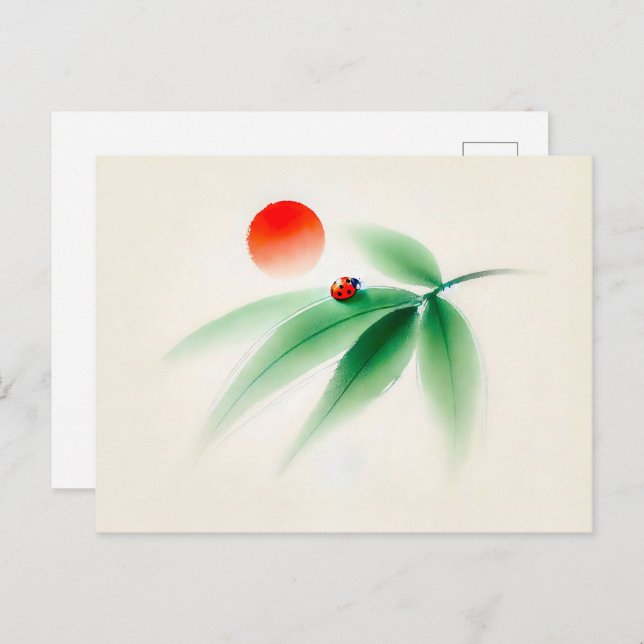 Postal Ladybug chino sobre el bambú (Anverso / Reverso)
