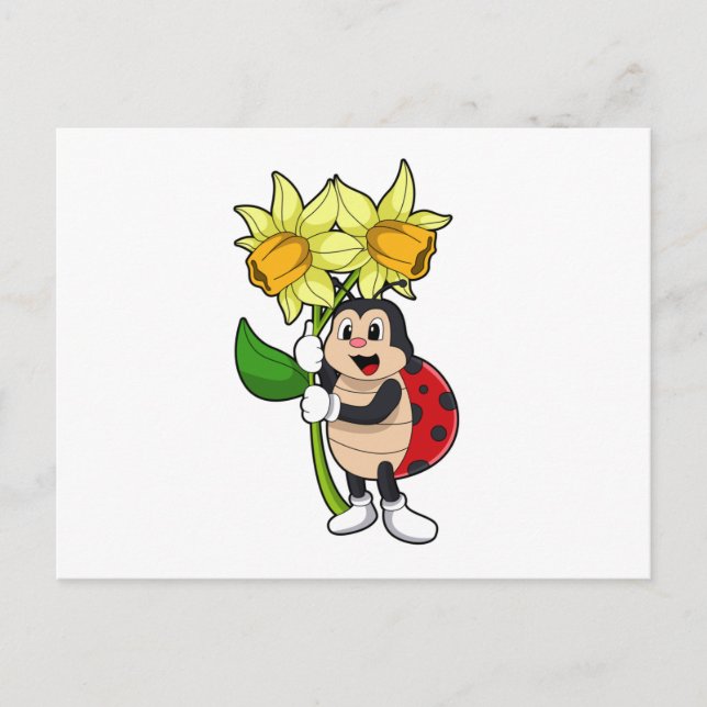 Postal Ladybug con Flower Daffodil (Anverso)