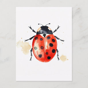 Postal Ladybug de acuarela