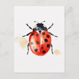 Postal Ladybug de acuarela