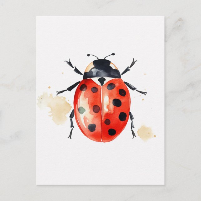 Postal Ladybug de acuarela (Anverso)