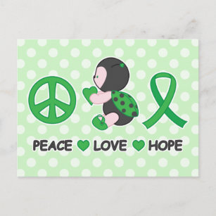Postal Ladybug Peace Love Hope Green Awaration Ribbon