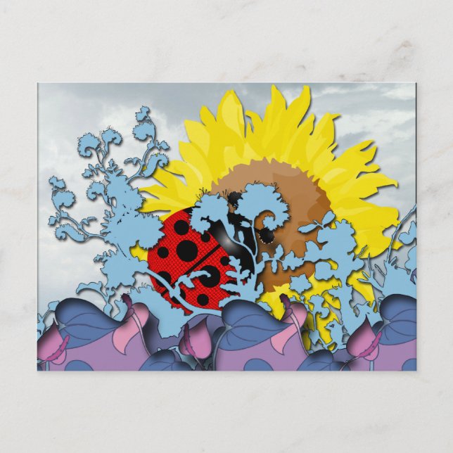 Postal Ladybug y Sunflower (Anverso)