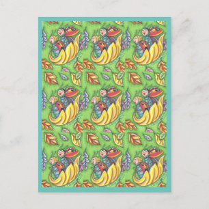 POSTAL LADYBUGS CORRIENDO EN CAÍDAS DE OTOÑO, BUG DIVERTI