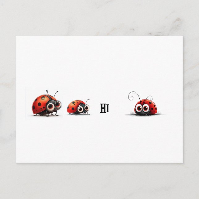 Postal Ladybugs diciendo hola (Anverso)