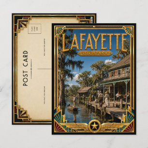 Postal Lafayette Louisiana Arte Deco Vintage Edad de Oro