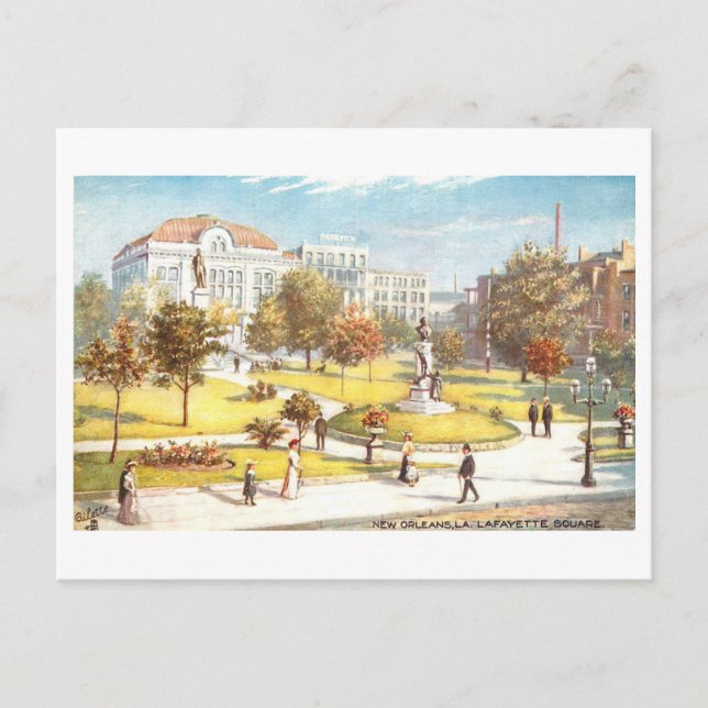 Postal Lafayette Square antiguo en Nueva Orleans (Anverso)