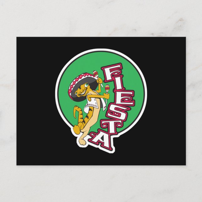 Postal lagarto de fiesta (Anverso)