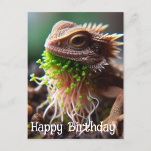 Postal Lagarto Divertido Brotando en el Jardín de Musgo C