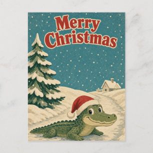 Postal Lagarto Navidad Animal Calle Helada