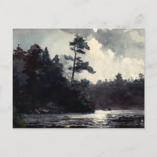 Postal Lago Adirondack por Winslow Homer (1889)