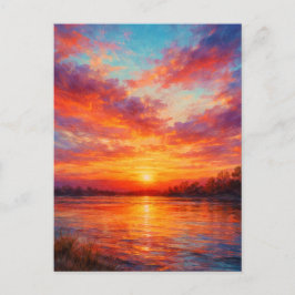 Postal Lago al atardecer - Arte de estilo pictórico paste