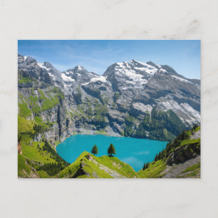 Postal Lago alpino Oeschinensee en Suiza