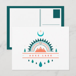 Postal lago auke alaska luna arco iris