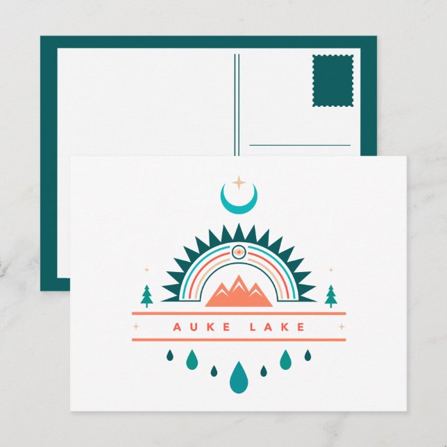 Postal lago auke alaska luna arco iris (Anverso / Reverso)