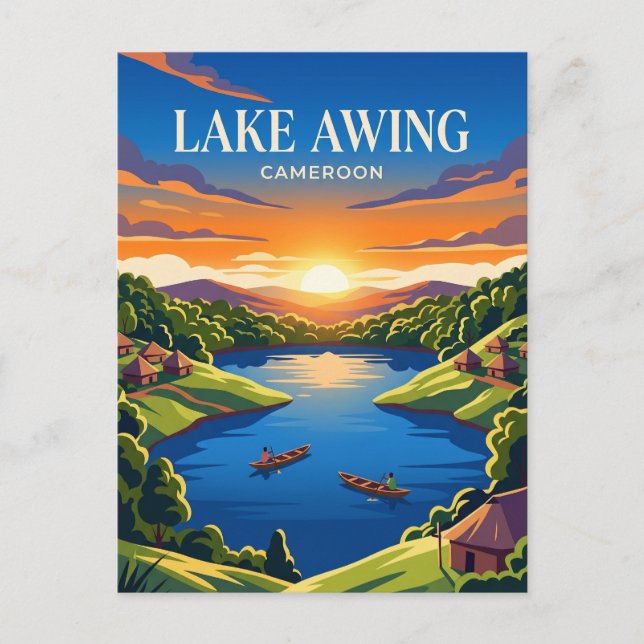 Postal Lago Awing Camerún (Anverso)